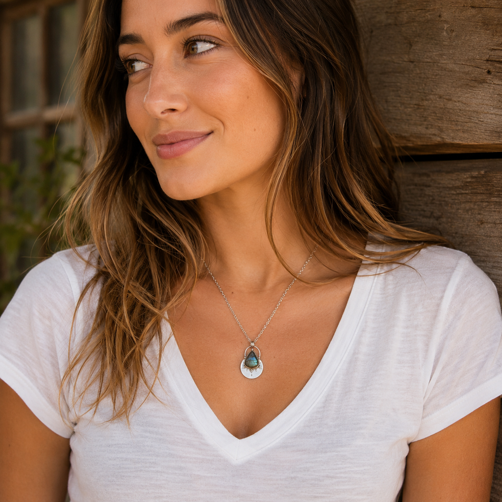 Sterling Silver Labradorite Necklace for Women