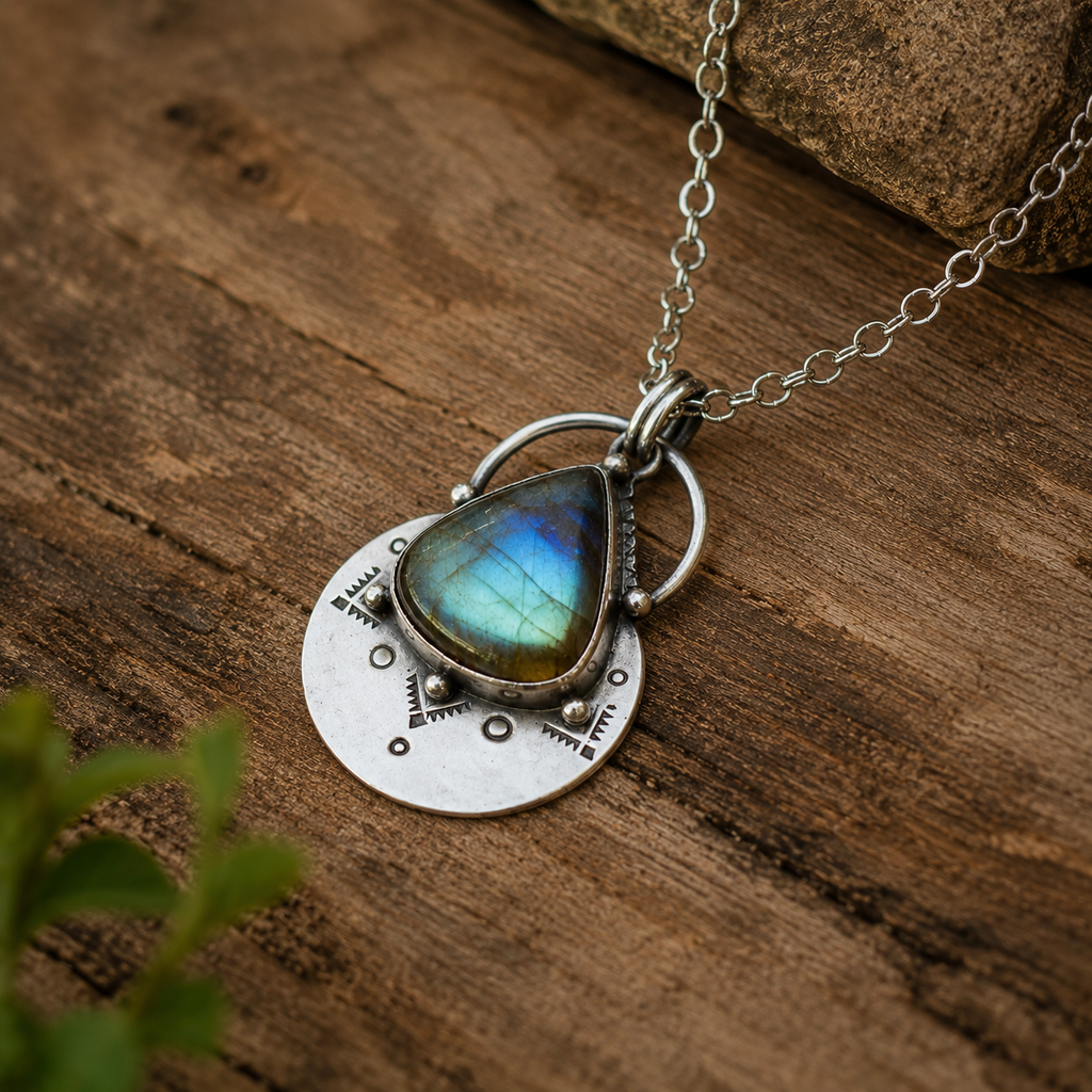 Sterling Silver Labradorite Necklace for Women