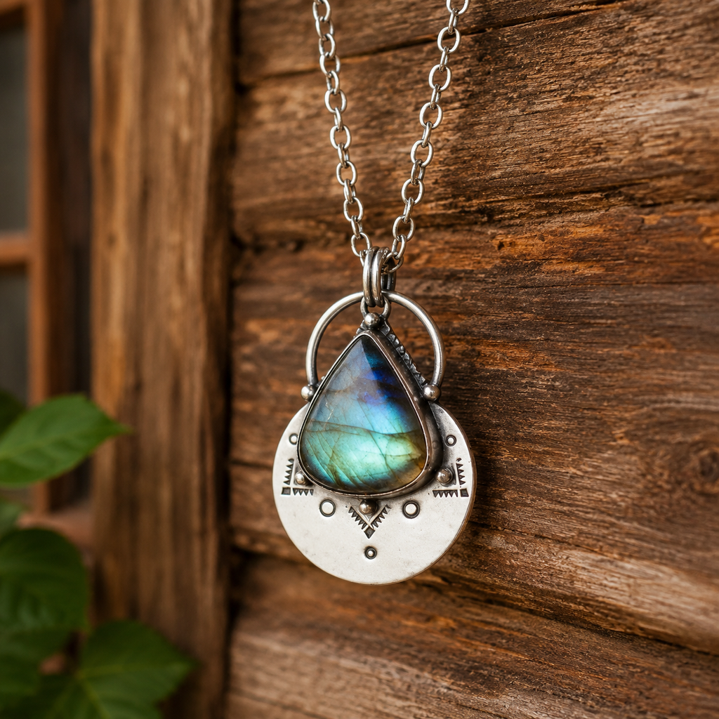 Sterling Silver Labradorite Necklace for Women