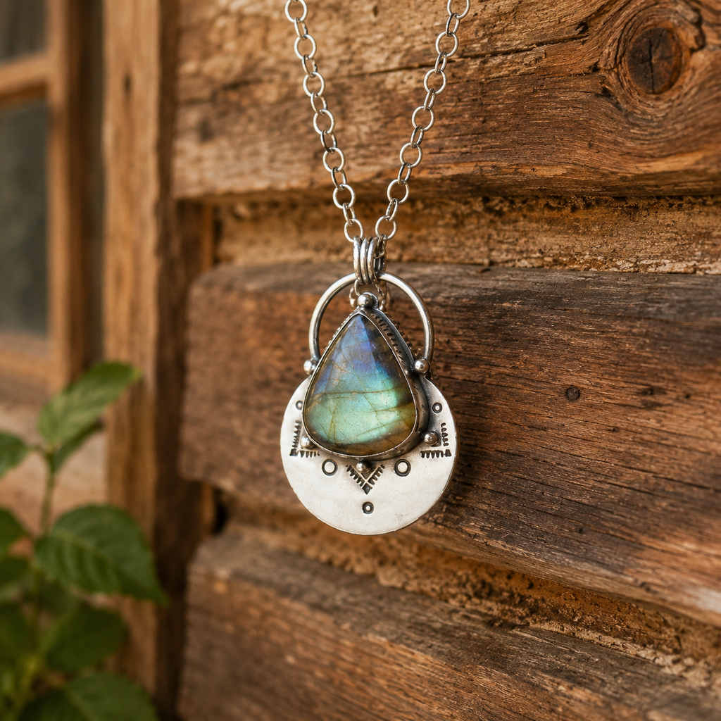 Sterling Silver Labradorite Necklace for Women