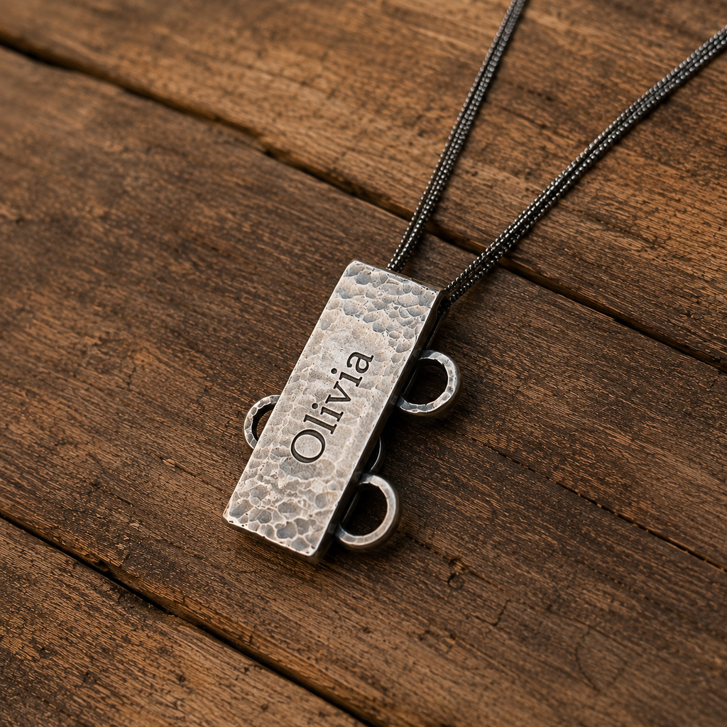 Handmade Hammered Moonstone Pendant Necklace