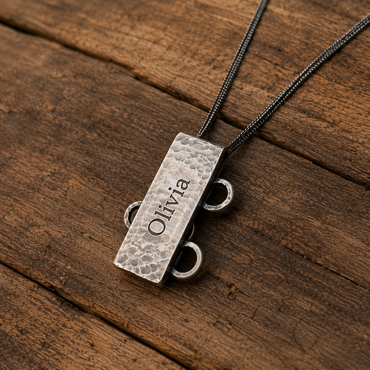 Handmade Hammered Moonstone Pendant Necklace