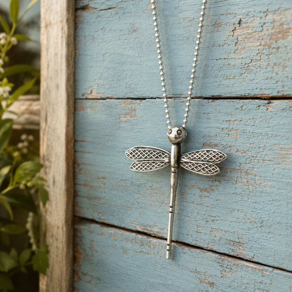 Handcrafted Sterling Silver Dragonfly Pendant Necklace