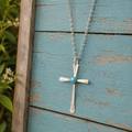 Handmade Kingman Turquoise Cross Pendant Necklace