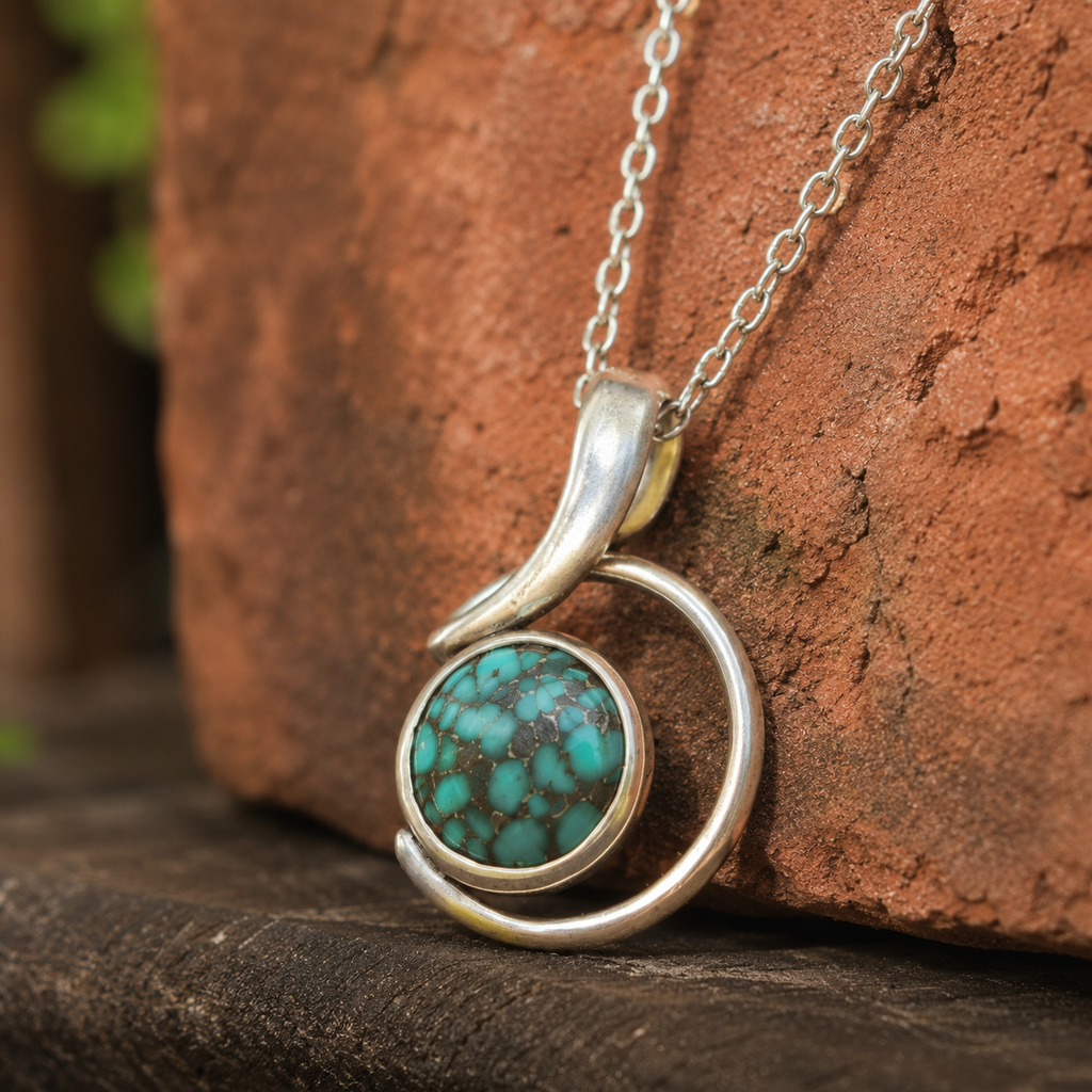 Handmade Sterling Silver Turquoise Pendant Necklace