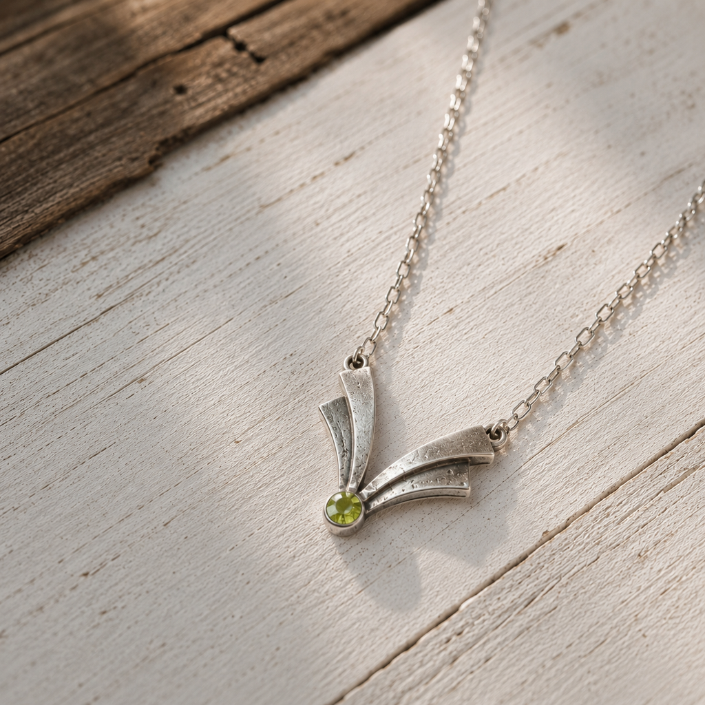 Handmade Sterling Silver Peridot Pendant Necklace