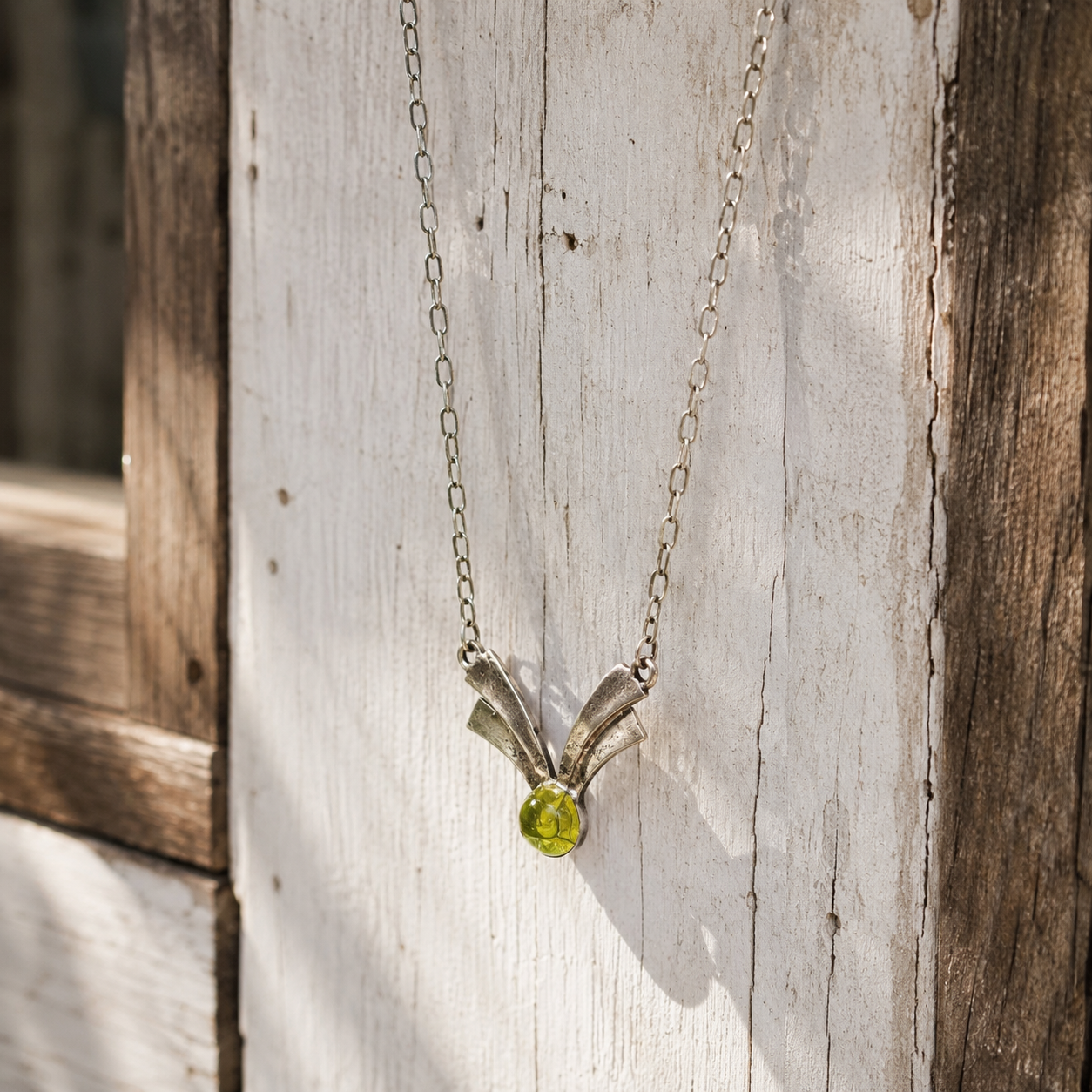 Handmade Sterling Silver Peridot Pendant Necklace