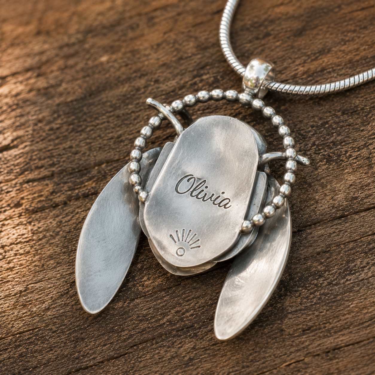 Handmade Sterling Silver Insect Pendant Necklace