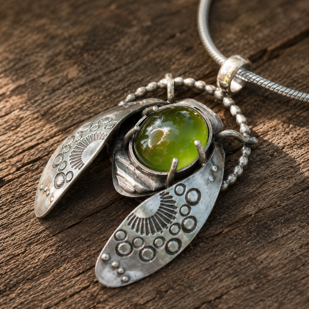 Handmade Sterling Silver Insect Pendant Necklace
