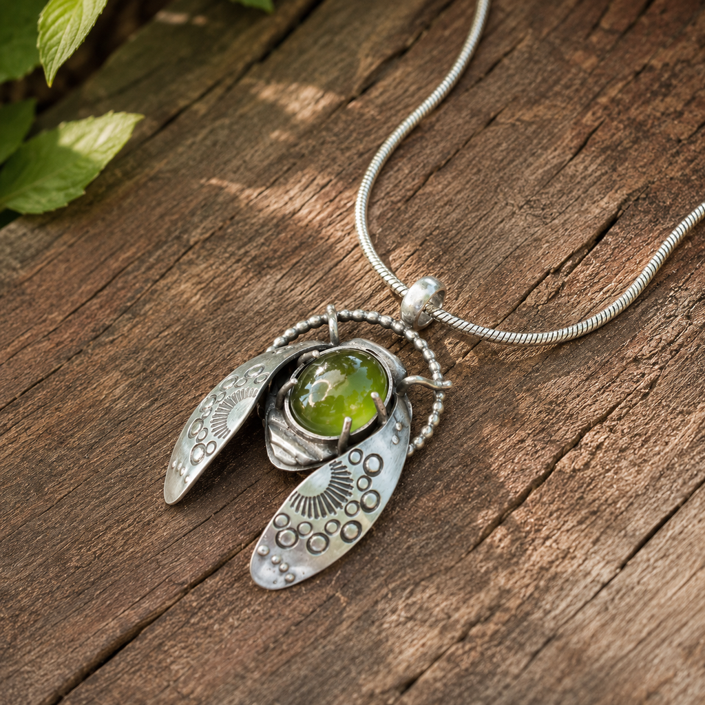 Handmade Sterling Silver Insect Pendant Necklace