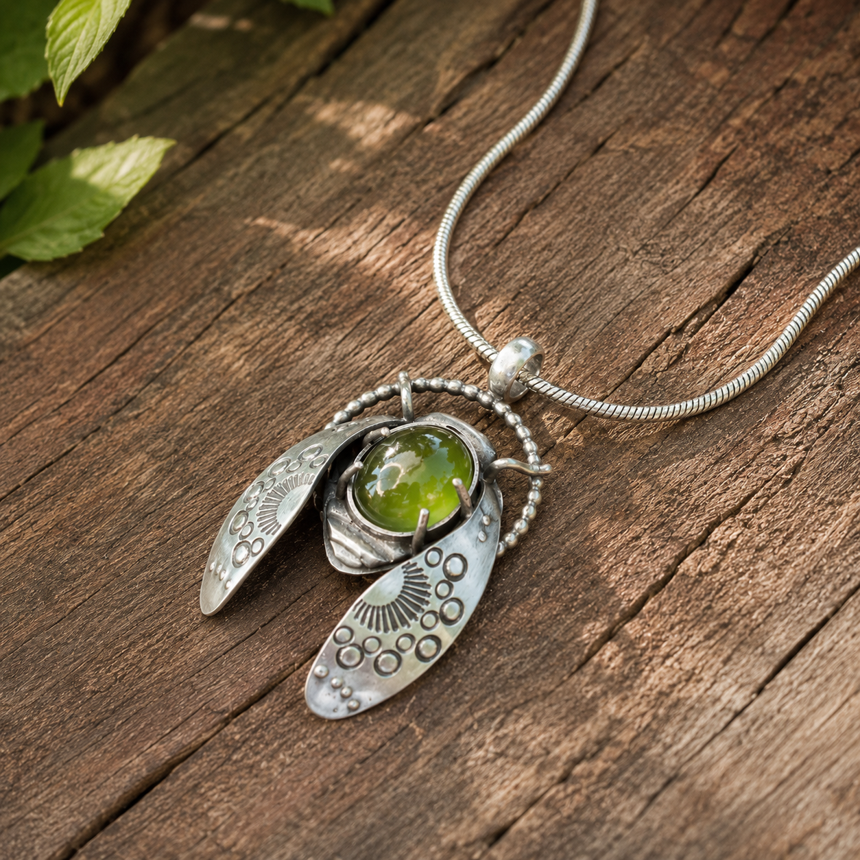 Handmade Sterling Silver Insect Pendant Necklace
