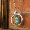 Natural Turquoise Bead Pendant Necklace | Artisan Sterling Silver Jewelry for Women