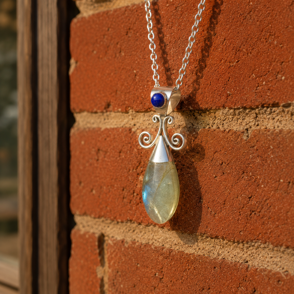 Natural Labradorite & Lapis Lazuli Necklace | Artisan Sterling Silver Jewelry for Women