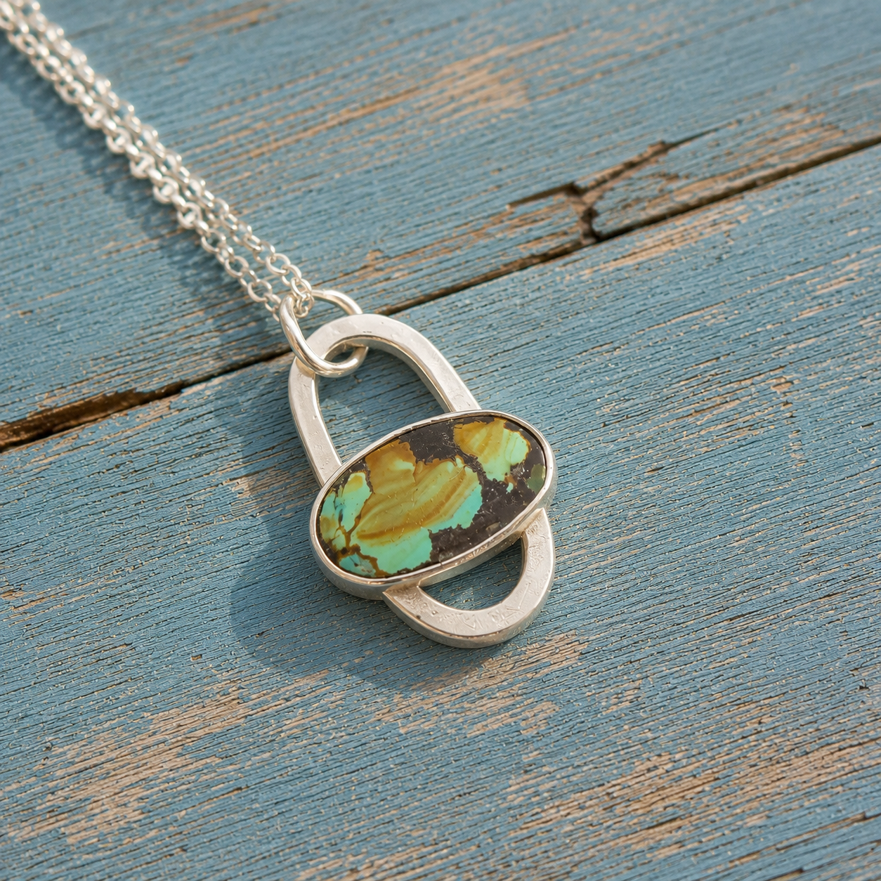 Handmade Sterling Silver Turquoise Pendant Necklace