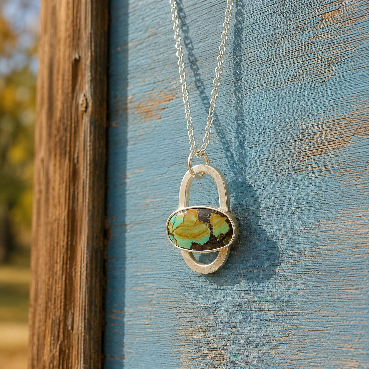 Handmade Sterling Silver Turquoise Pendant Necklace