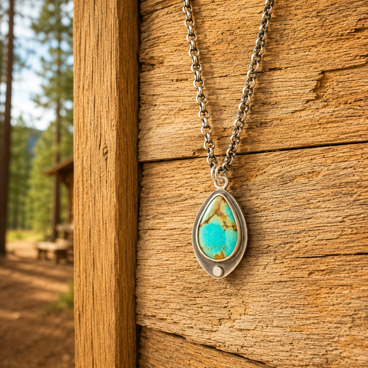 Handmade Sterling Silver Royston Turquoise Pendant Necklace