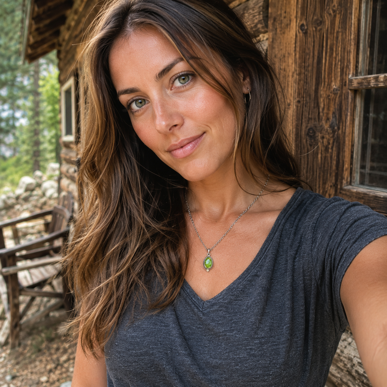 Handmade Sterling Silver Green Jasper Pendant Necklace