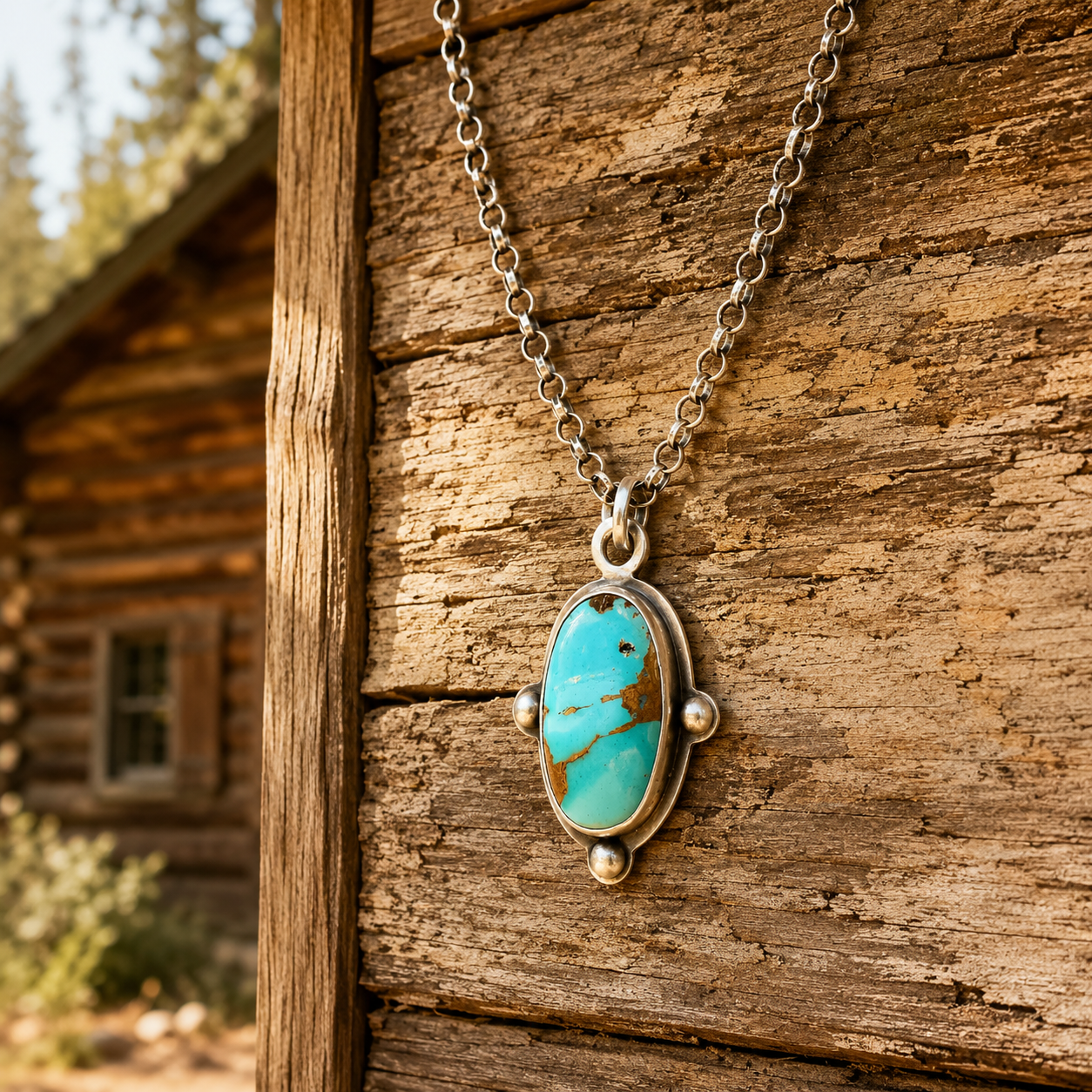 Handcrafted Royston Turquoise Pendant Necklace in Solid Sterling Silver | Personalized Engraved Necklace for Women