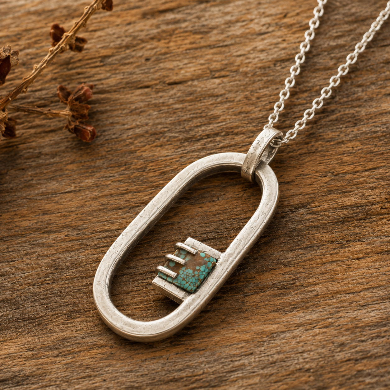 Handcrafted Sterling Silver Turquoise Pendant Necklace