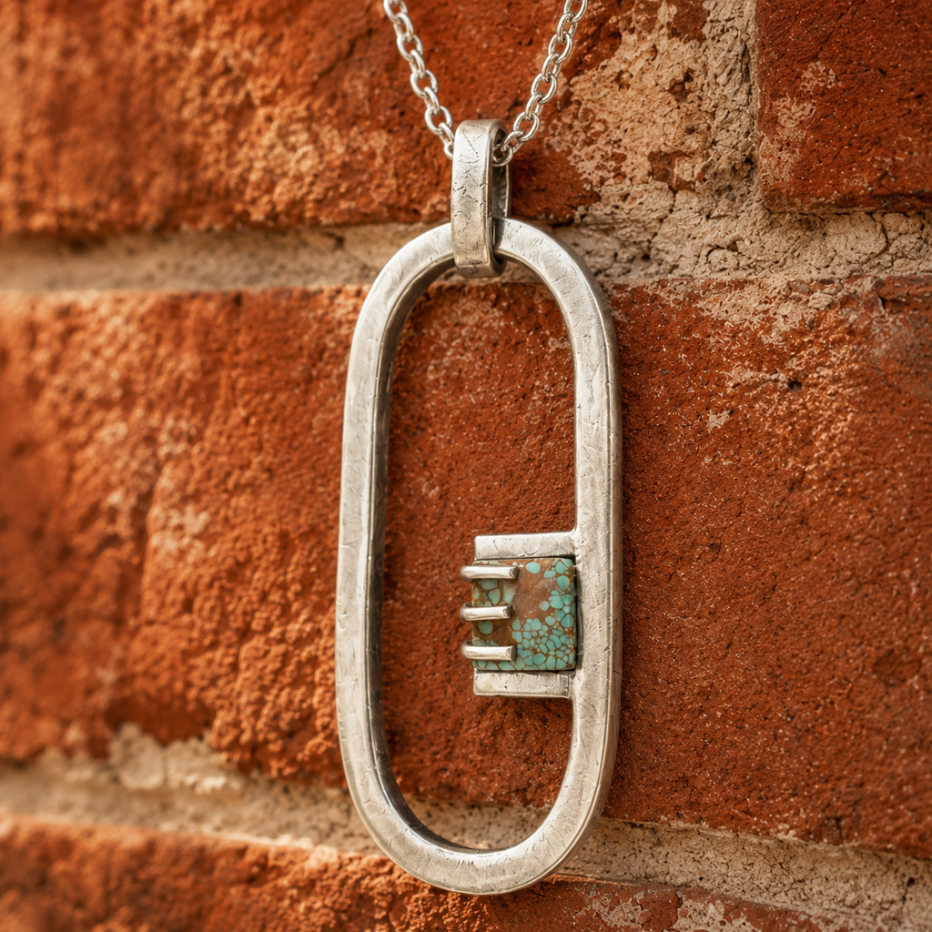 Handcrafted Sterling Silver Turquoise Pendant Necklace