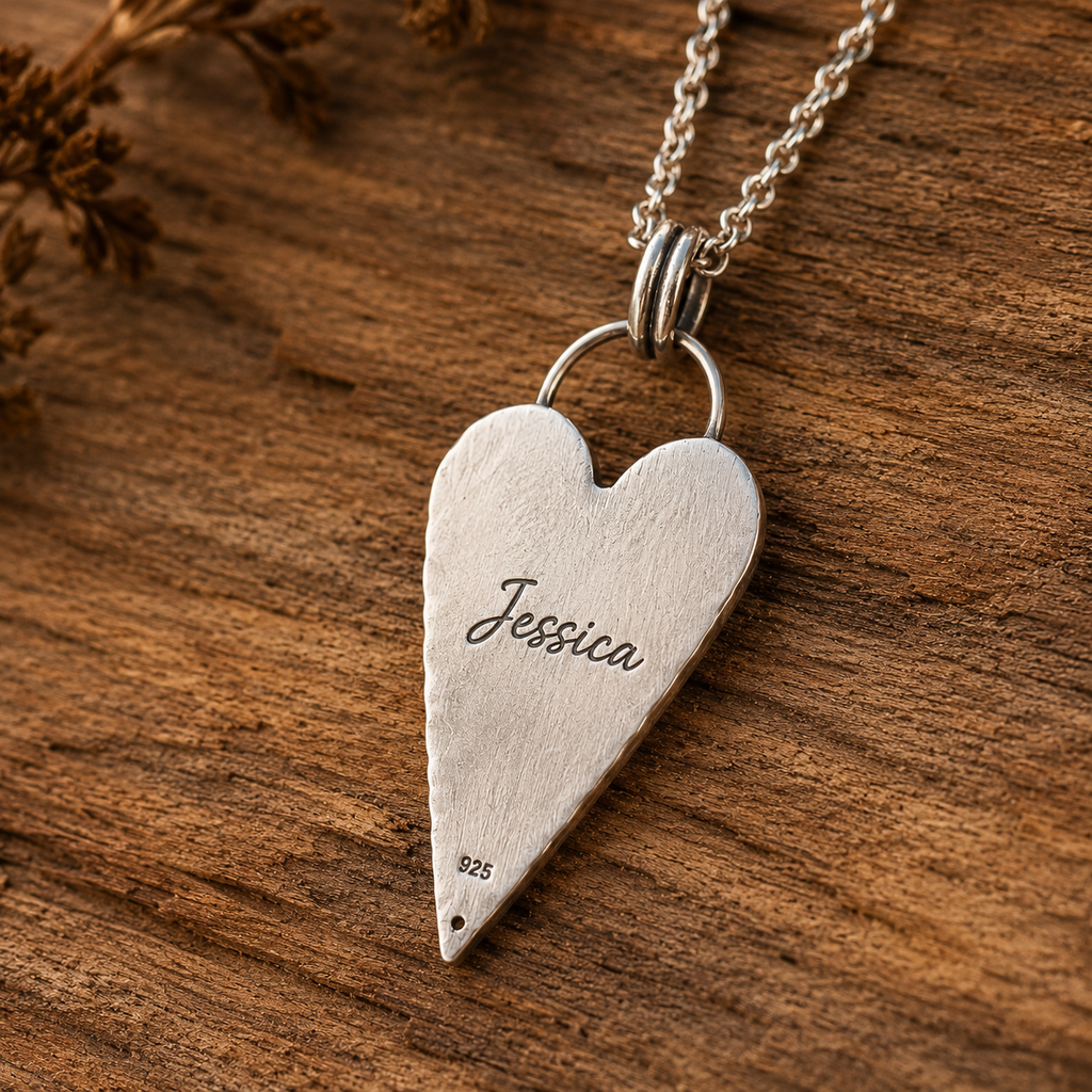 Handcrafted Heart Pendant Necklace with Natural Royston Turquoise