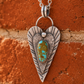 Handcrafted Heart Pendant Necklace with Natural Royston Turquoise