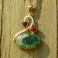Handcrafted Malachite & Garnet Sterling Silver Necklace