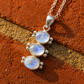 Handcrafted Triple Moonstone Sterling Silver Necklace