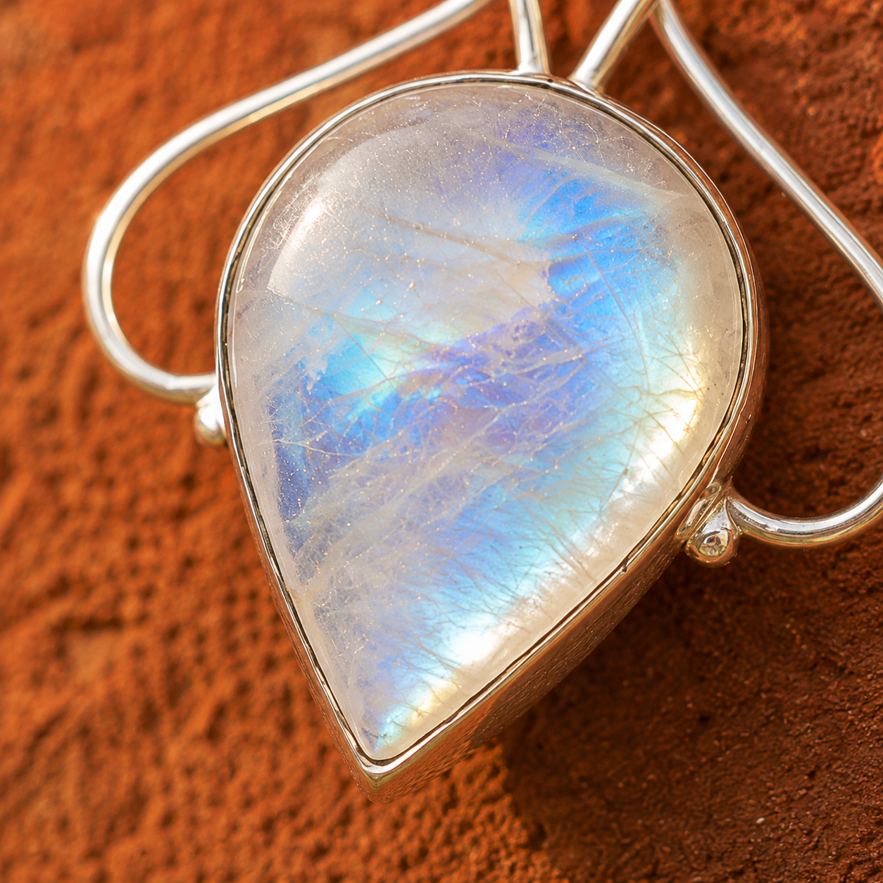 Handcrafted Rainbow Moonstone Sterling Silver Necklace