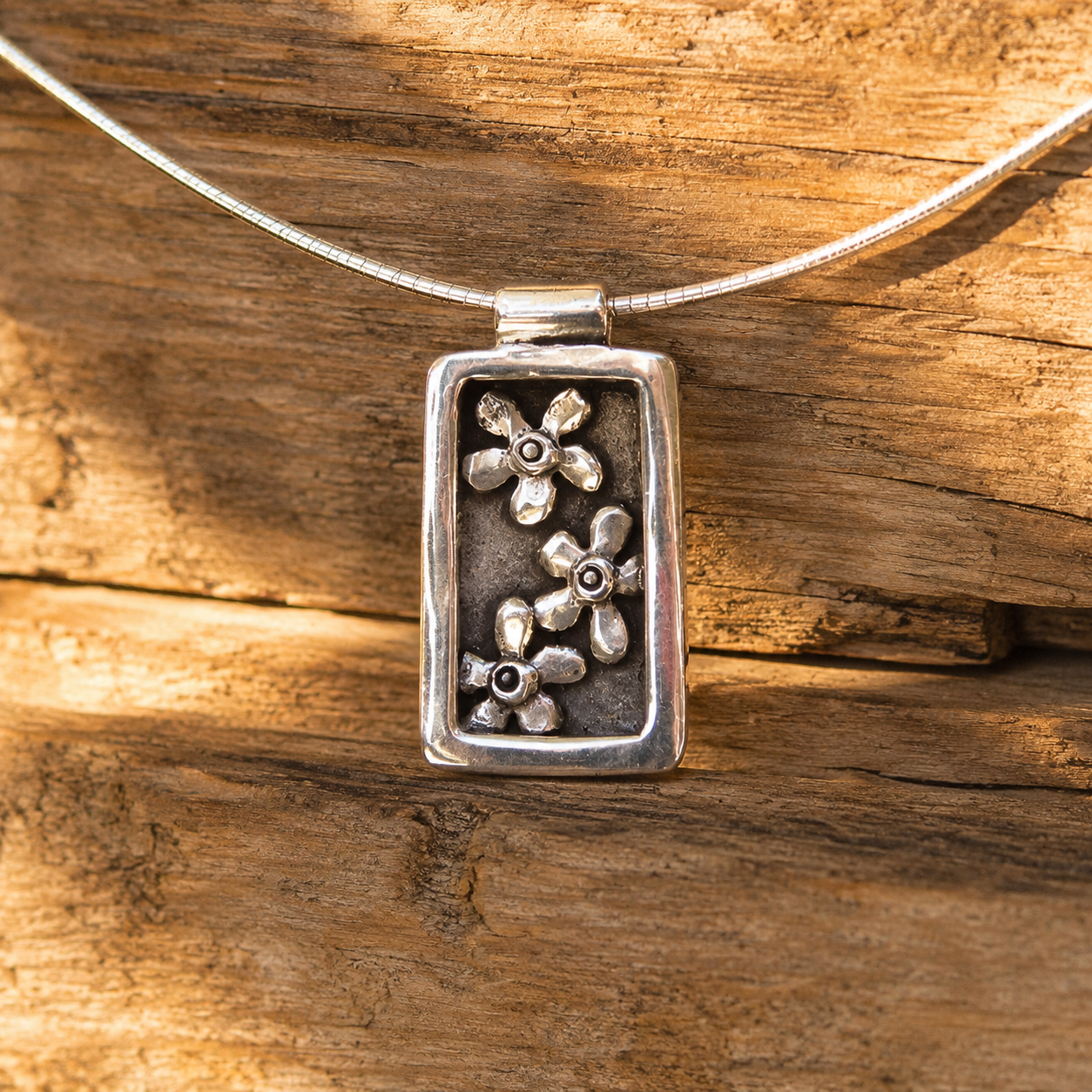 Handcrafted Sterling Silver Floral Pendant Necklace