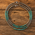 Handcrafted Sterling Silver & Natural Turquoise Beaded Necklace