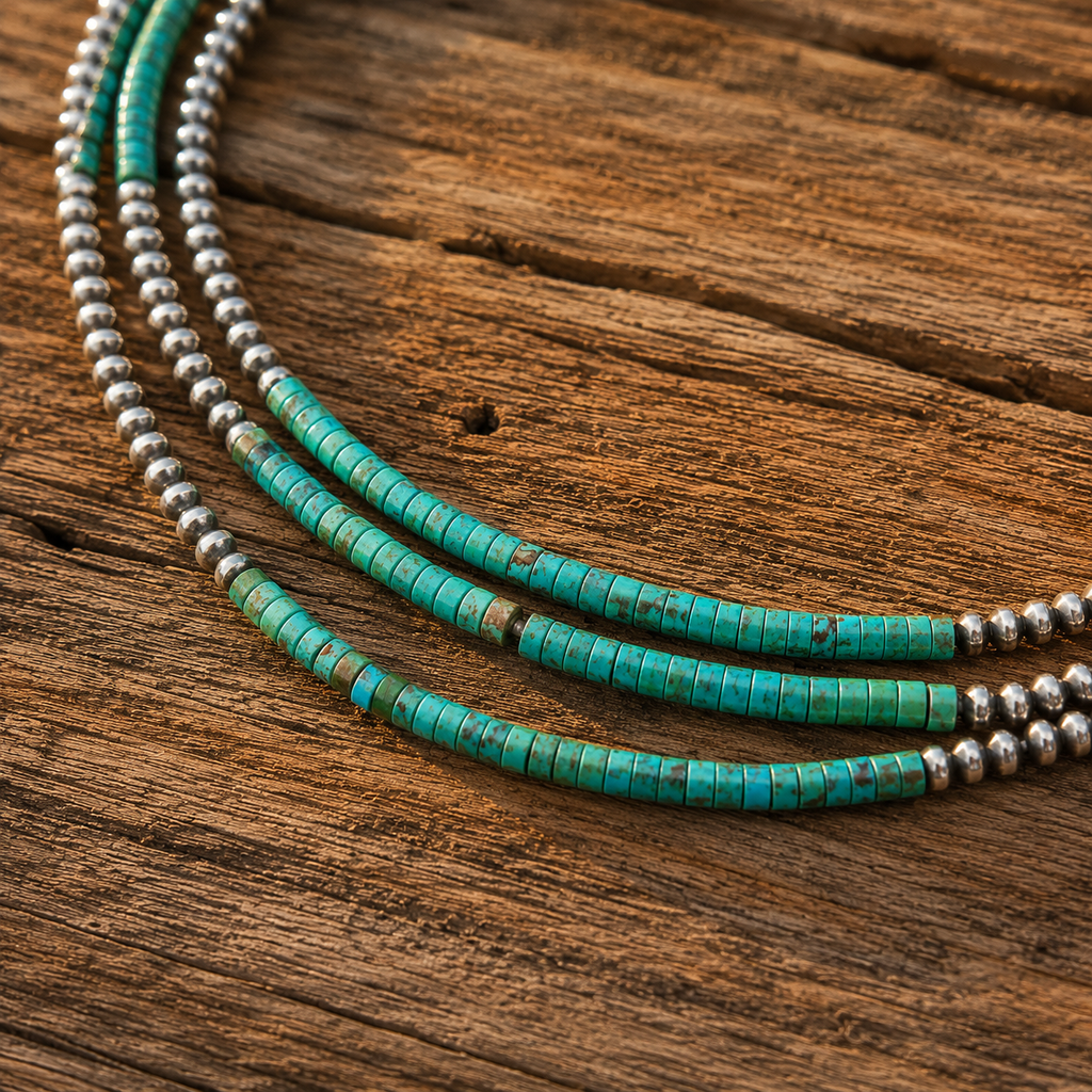 Handcrafted Sterling Silver & Natural Turquoise Beaded Necklace