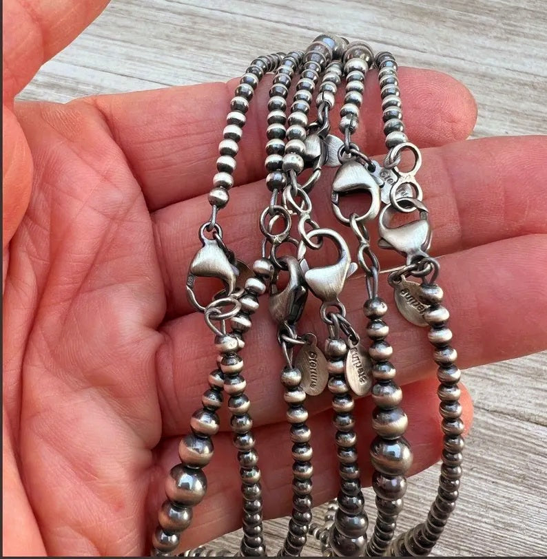 Handcrafted Sterling Silver & Natural Turquoise Beaded Necklace
