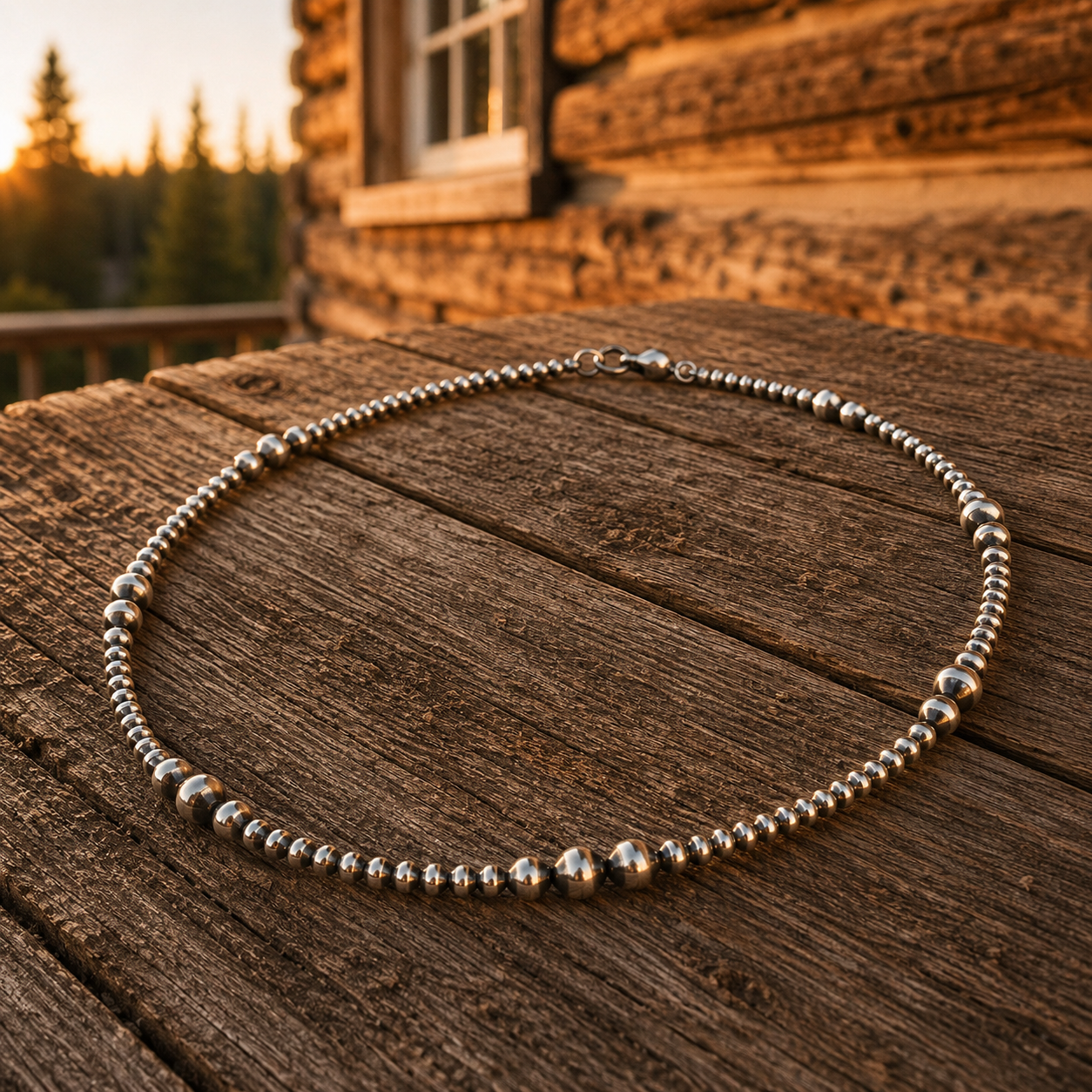 Handcrafted Sterling Silver Beaded Necklace