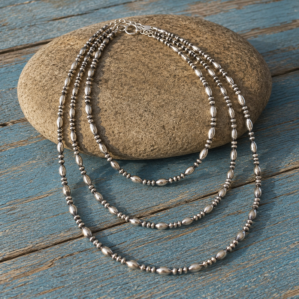 Handcrafted Sterling Silver Beaded Necklace