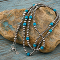 Handcrafted Sterling Silver & Natural Turquoise Beaded Necklace