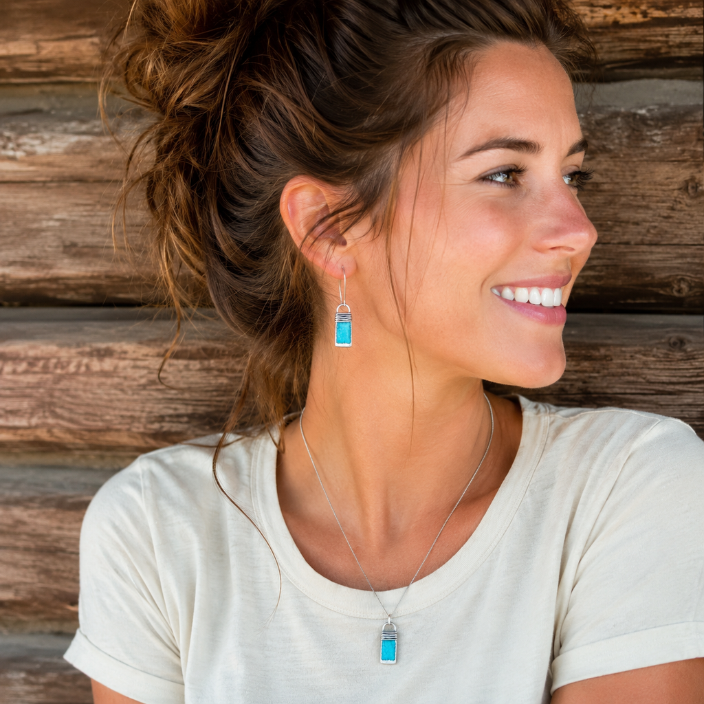 Handcrafted Sterling Silver Turquoise Earrings
