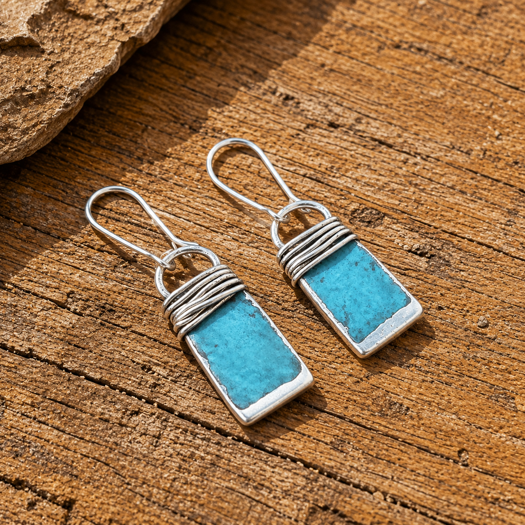 Handcrafted Sterling Silver Turquoise Earrings