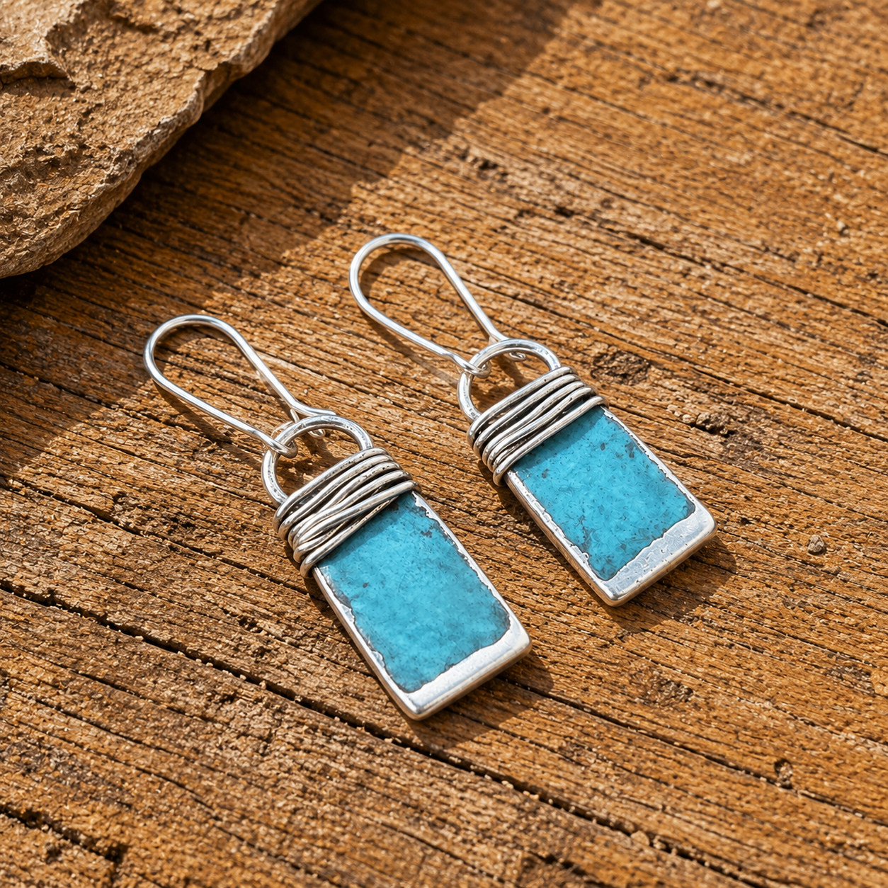 Handcrafted Sterling Silver Turquoise Earrings