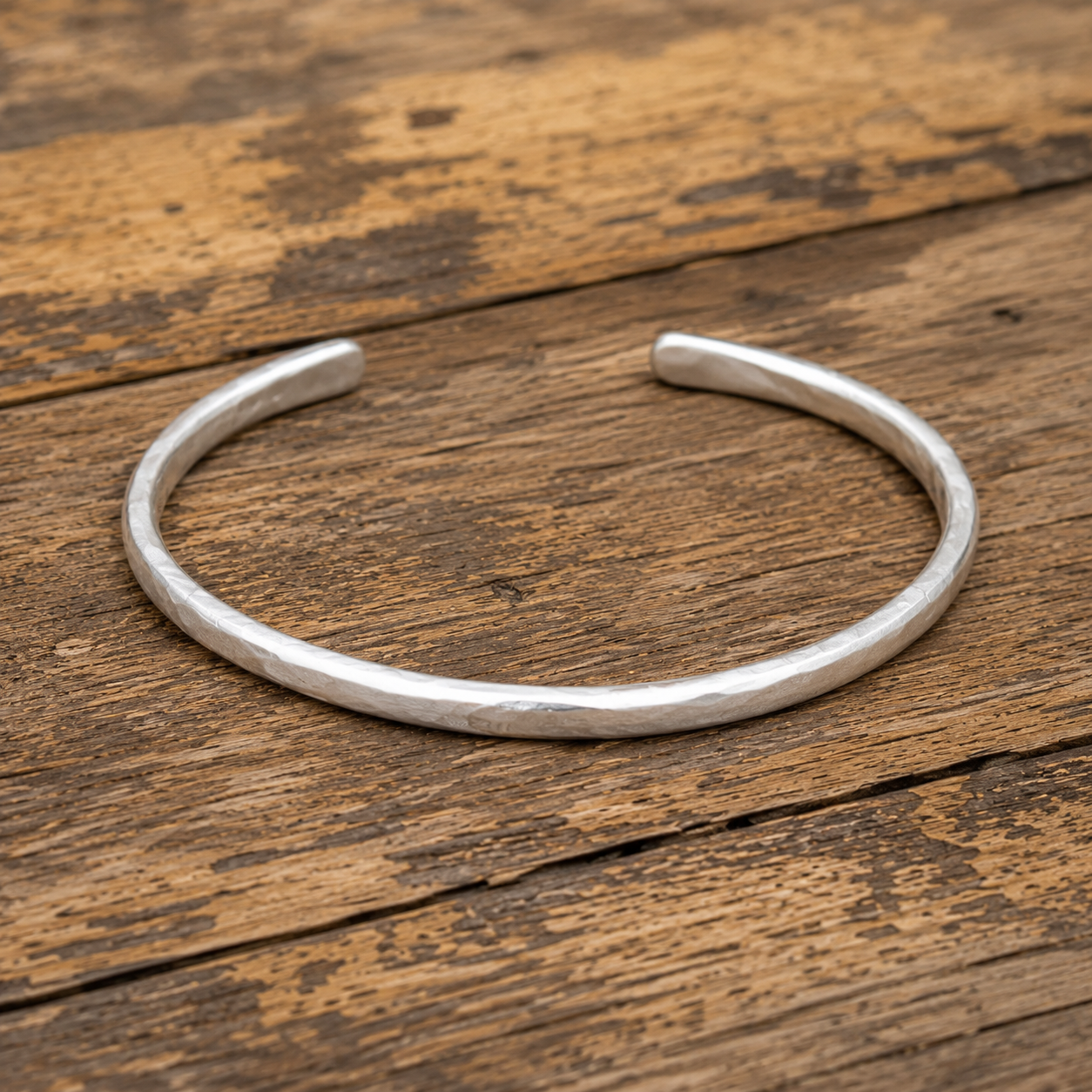 Handcrafted Hammered Sterling Silver Cuff Bracelet