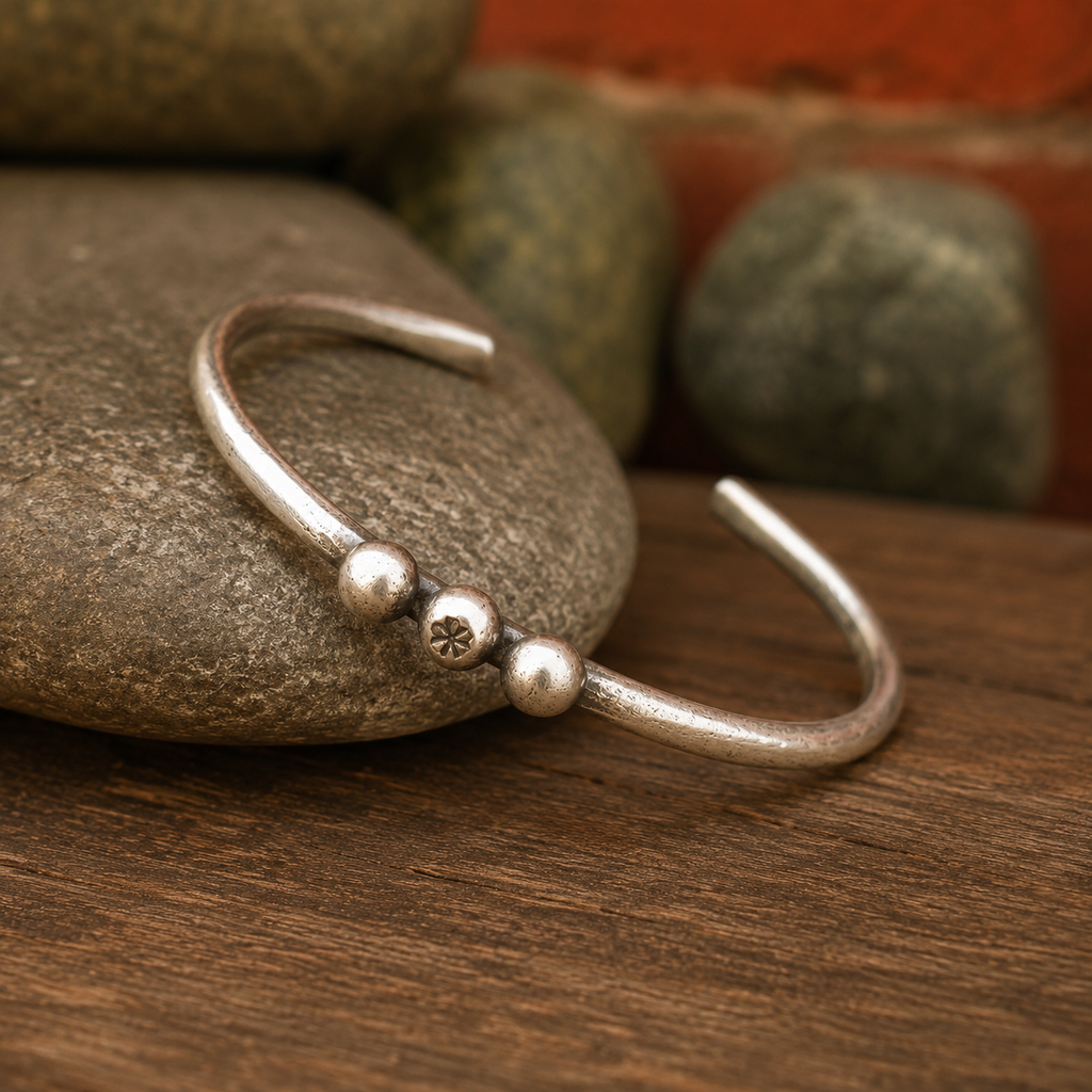 Handcrafted Hammered Sterling Silver Cuff Bracelet