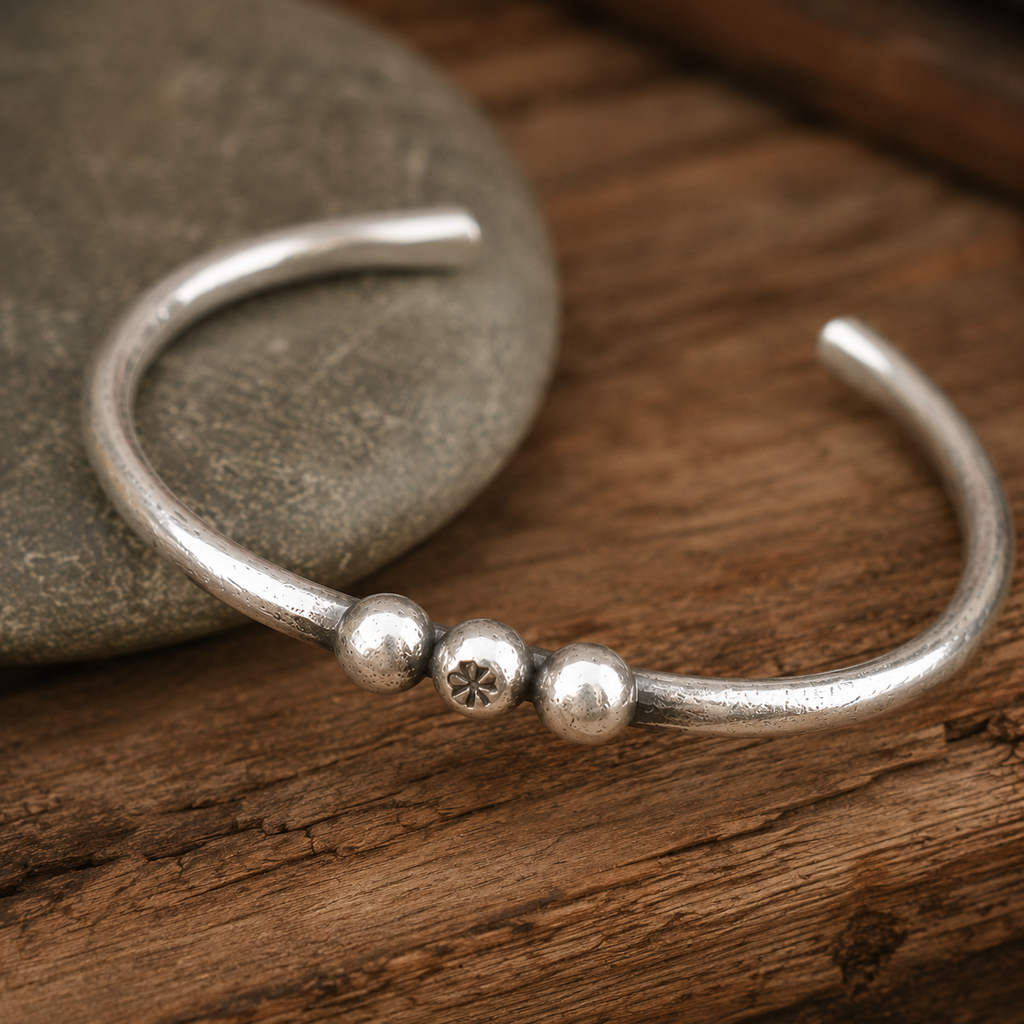 Handcrafted Hammered Sterling Silver Cuff Bracelet