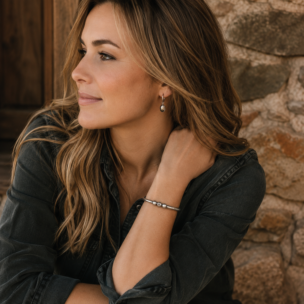 Handcrafted Hammered Sterling Silver Cuff Bracelet