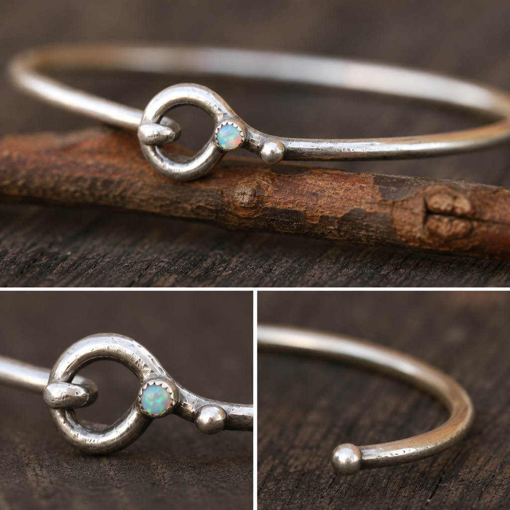 Handmade Australian Opal Sterling Silver Cuff Bracelet