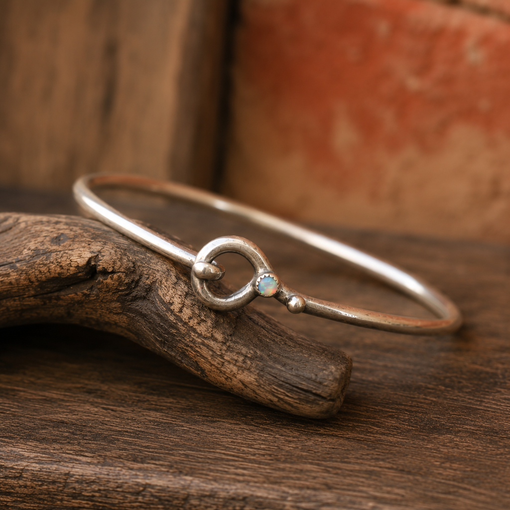 Handmade Australian Opal Sterling Silver Cuff Bracelet