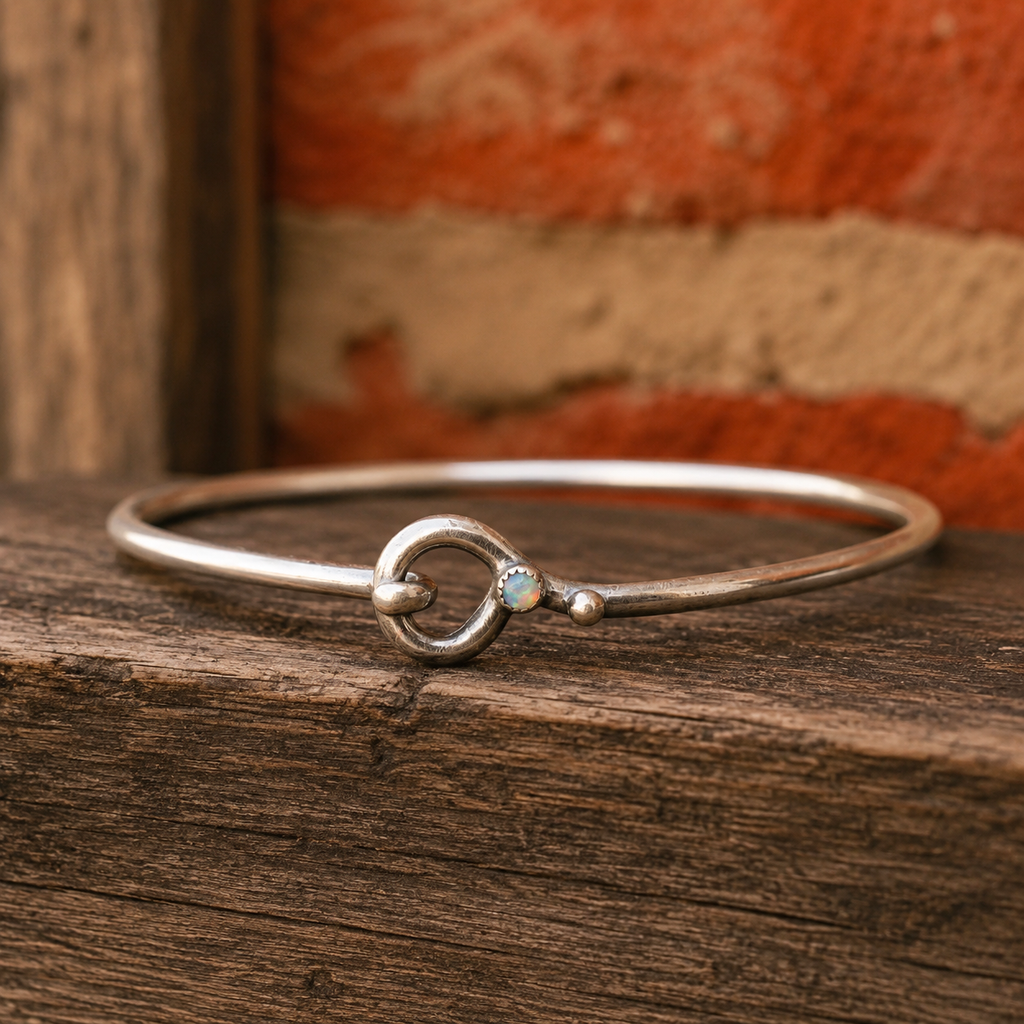 Handmade Australian Opal Sterling Silver Cuff Bracelet
