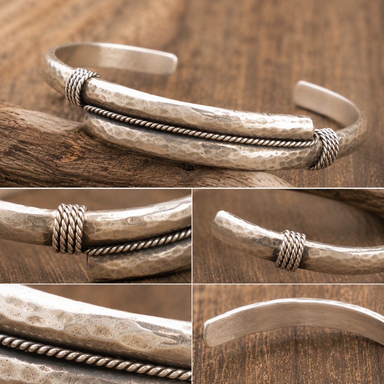 Handmade Hammered Sterling Silver Cuff Bracelet
