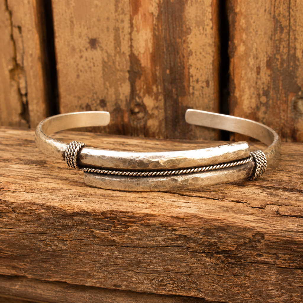 Handmade Hammered Sterling Silver Cuff Bracelet