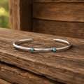 Handmade Double Turquoise Sterling Silver Cuff Bracelet