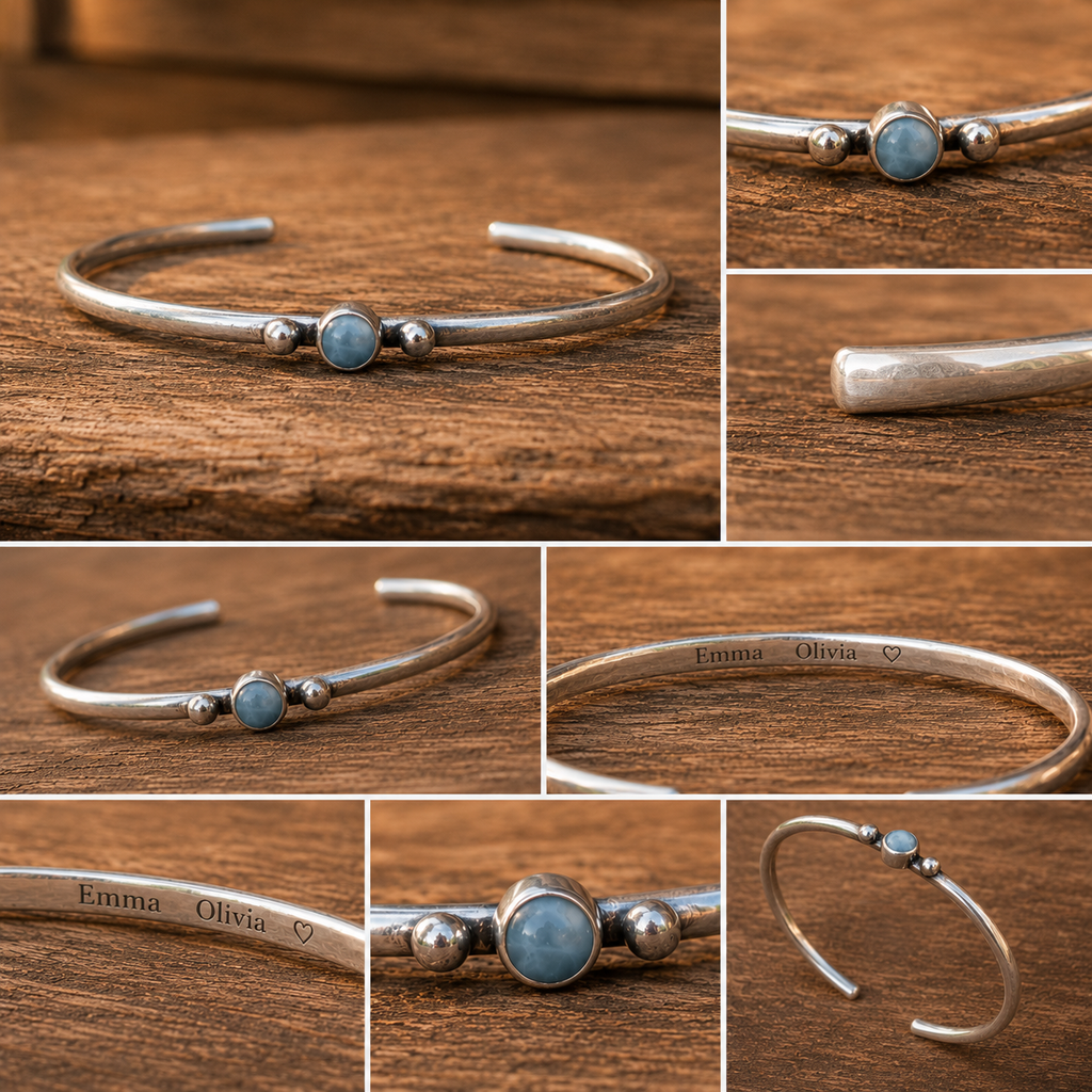 Handmade Aquamarine Sterling Silver Cuff Bracelet